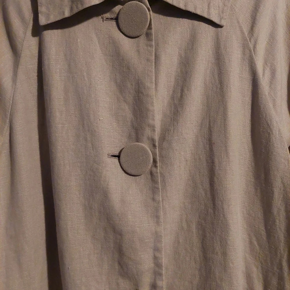 Linen Babydoll Blazer Jacket Lagenlook Beige 14 Minimalist Neutral Workwear - Picture 7 of 11